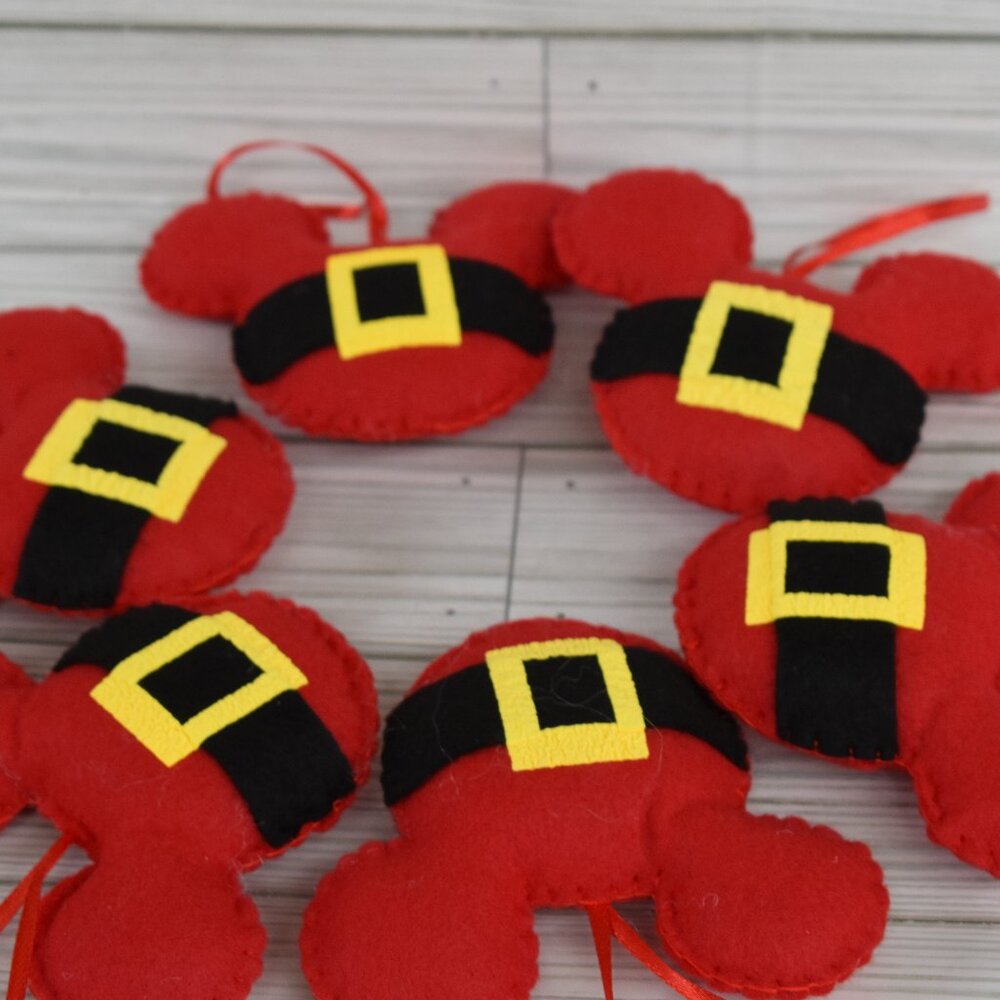 Christmas Mickey Santa felt ornaments/ tree decor